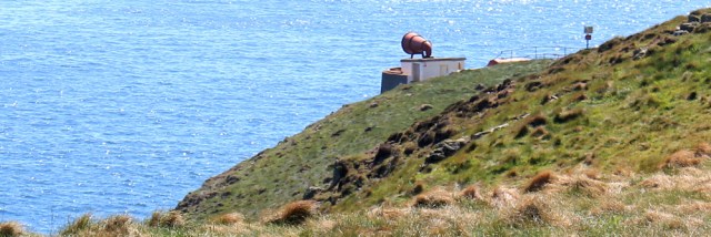 27 foghorn, Ruth walking the Mull of Galloway Trail, Scotland