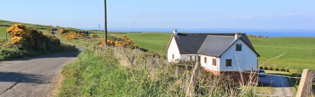 42 road walking to Damnaglaur, Ruth hiking The Rhins, Galloway