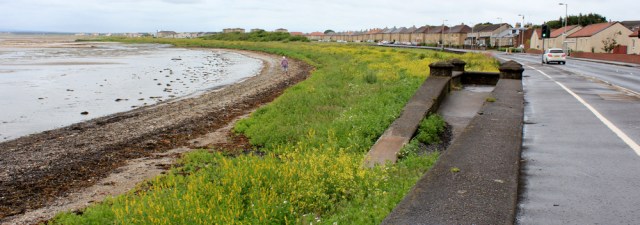 02 Troon, North Sands, Ruth hiking the coast of Scotland