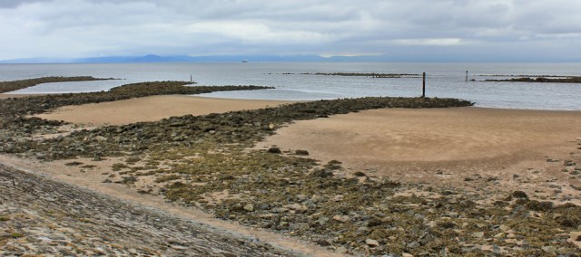 12 mouth of River Irvine, Ruth walking the Ayrshire Coastal Path, Scotland