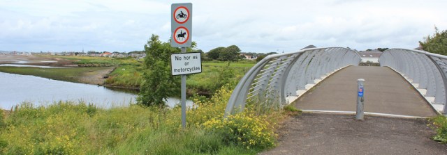 14 bridge over River Doon, Ruth hiking the coast of Scotland