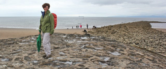 14 Ruth Livingstone on Irvine Harbour point, hiking in Scotland