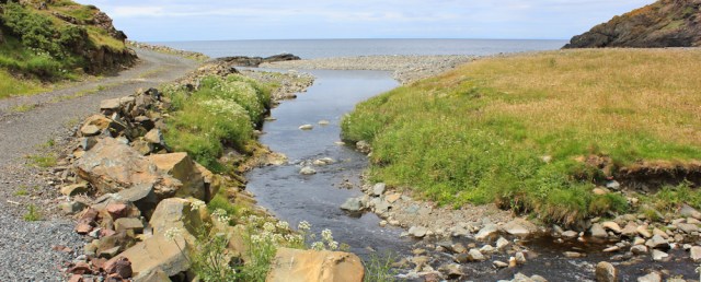 19 Ballochdowan Burn, Ruth hiking the Ayrshire Coastal Path, Scotland