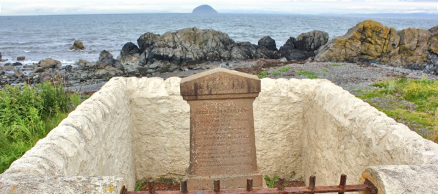 25 memorial stone, Lendalfoot, Ruth Livingstone waking the cosat of Scotland