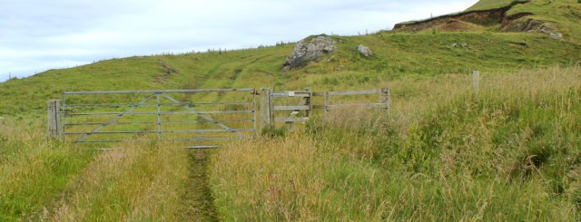 30 track up Pinbain Hill, Ruth walking the Ayrshire Coastal Path, Scotland