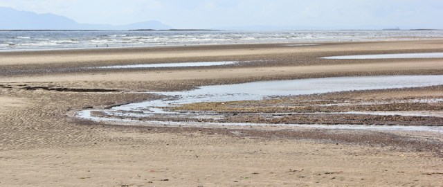52 Prestwick Beach, Ruth hiking the Ayrshire Coastal Path