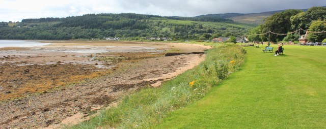 02 Lamlash Bay, Ruth hiking the Arran Coastal Way, Scotland