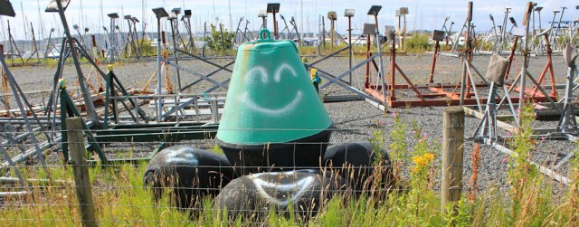 04 floats, Ruth walking the Ayrshire Coastal Path, Scotland