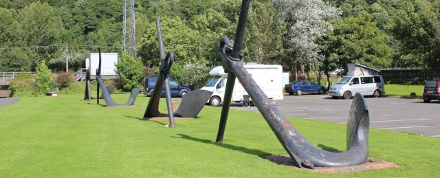 05 anchors, Bowen Craigs, Ruth walking the Ayrshire Coastal Path, Scotland