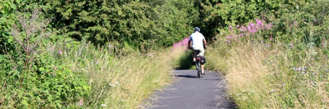 05 cycle path to Kilwinning, Ruth hiking the coast of west scotland