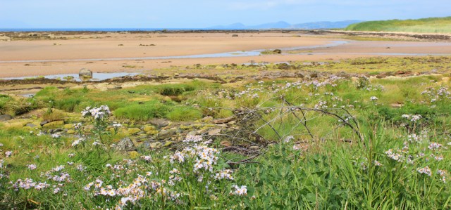 09 Beach walking to West Kilbride, Ruth hiking the Scottish Coast