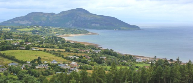 10 view over Whiting Bay and Holy Island, Ruth on the Isle of Arran Coastal Way