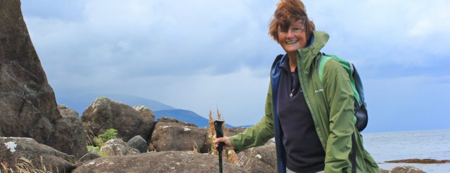 14 Ruth Livingstone hiking the coast from Brodick to Lamlash, Isle of Arran