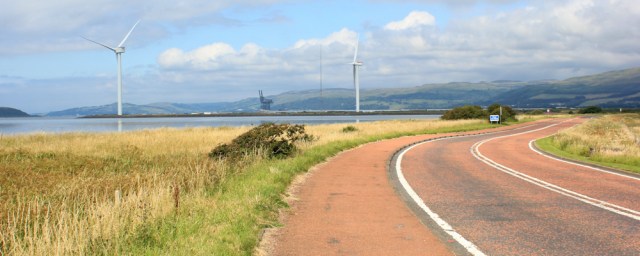 26 access road, Hunterston nuclear power station, Ruth hiking the Ayrshire Coastal Path, Scotland