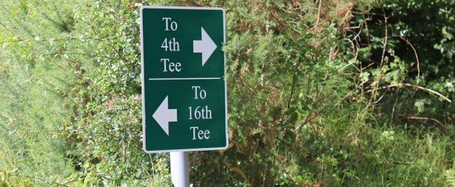 26 golfing sign, Ruth Livingstone's coastal walk, Scotland