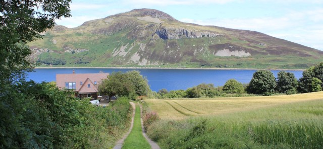 27 Holy Island from Kingscross, Ruth hiking the Arran Coastal Way, Scotland