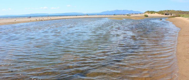 29 beach walking, Saltcoats, Ruth hiking the coast of Scotland