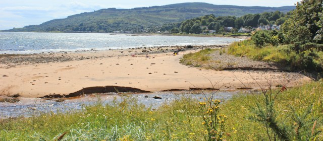 34 looking towards Whiting Bay, Ruth hiking the Arran Coastal Way, Scotland