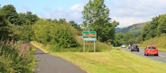 34 Ruth hiking the Ayrshire Coastal Path, Scotland, along A78