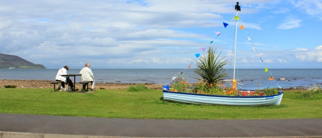 40 Whiting Bay, Ruth hiking the coastal path, Arran
