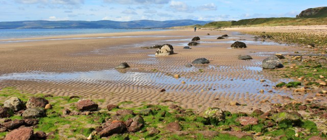 04 beach at Blackwaterfoot, Ruth hiking around the coast of Arran