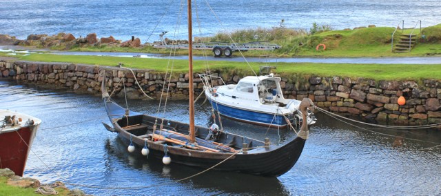 09 viking ship, Corrie harbour, Ruth on the Arran Coastal Way