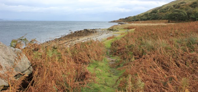 27 north coast of Arran, Ruth hiking the coast of Scotland