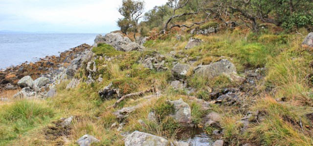 30 rough terrain, Arran Coastal Way, Ruth hiking in Scotland