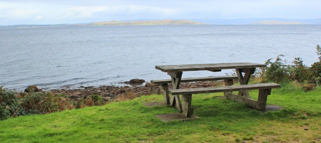 38 picnic benches, Ruth Livingstone on Arran