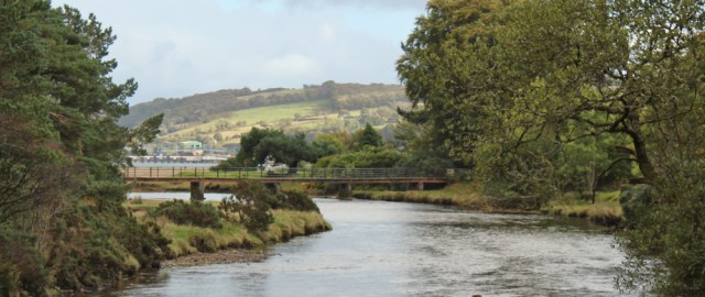 45 second footbridge to Brodick, Ruth walking aroun Arran