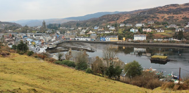 03 View from Tarbert Castle, Ruth walking in Kintyre