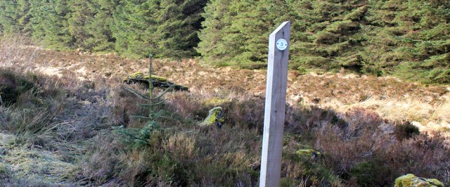 22 three mile marker, Kintyre Way, Ruth hiking from Tarbert