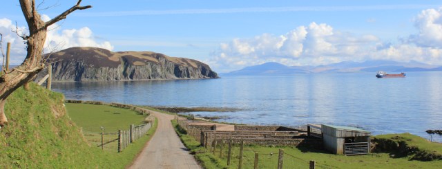 11 Davaar Island and tanker, Ruth Livingstone on Mull of Kintyre