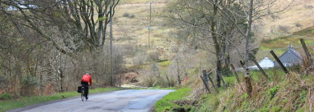 19 cyclist on road to Campbeltown, Ruth's coastal walk, Kintyre, Scotland