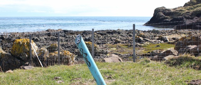 41 kintyre way signs, Ruth hiking the coast of Scotland