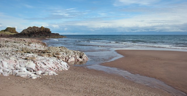 44 Macharioch Bay, Ruth hiking the coast to the Mull of Kintyre