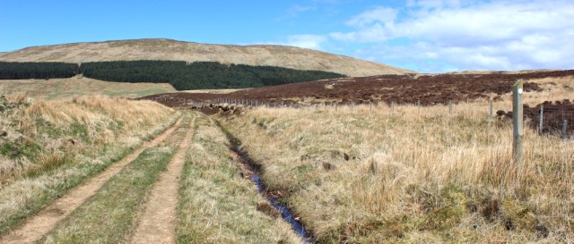 33 track through Largiebaan, Ruth hiking the Mull of Kintyre