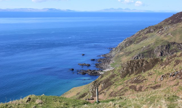45 steep slopes, Ruth hiking the Kintyre Way, over the Mull