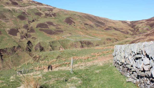 47 Sheepfolds, Innean Glen, Ruth hiking the Kintyre Way