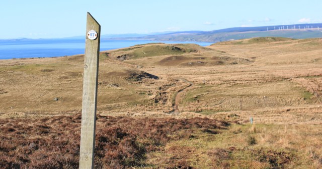 53 three miles to Machrihanish, Ruth hiking the Kintyre Way