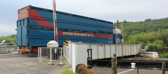 04 truck crossing over the swing bridge, Cairnbaan, Ruth's coastal walk, Scotland