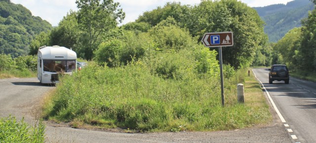 08 trashed caravan in layby, Ruth's coast walk around Scotland