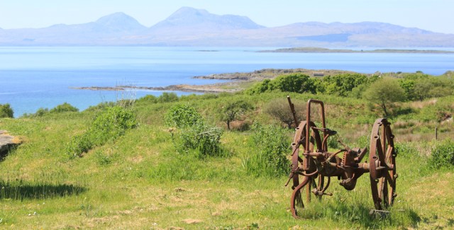 15 view of Jura, Ruth hiking to Kilmory
