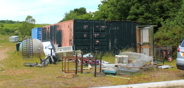 16 old containers, Ruth's coast walk around Scotland