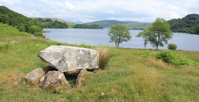 19 Chambered cairn above Loch Nell, Ruth hiking in Argyll, Scotland