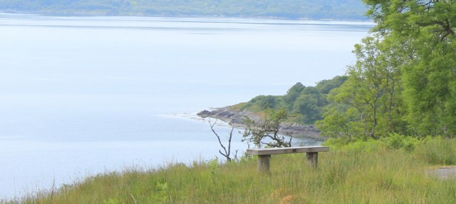 25 bench with a view, Loch Melfort, Ruth's coastal walk around Scotland