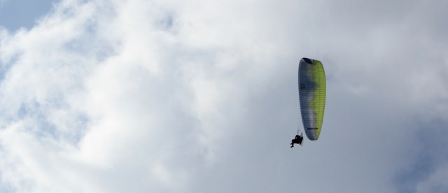 70 microlight overhead, Ruth's walk around Scotland's coast