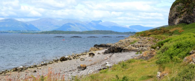 52 path along shore, Ganavan Bay, Ruth Livingstone in Scotland