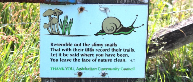 21 xSlimy Snails sign, Ruth's coastal walkaround Scotland