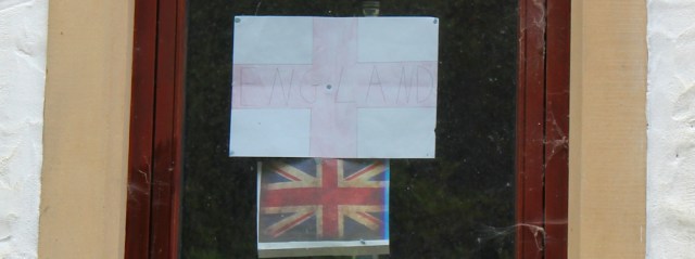 64 brave English flag, Ruth hiking in Scotland
